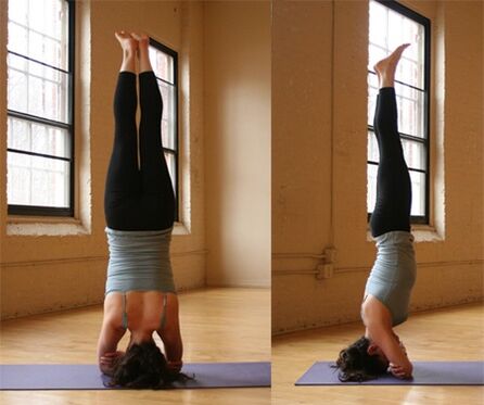 pisua galtzeko yoga headstand